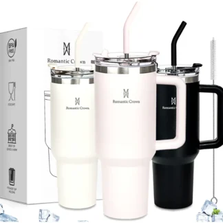 Copo Térmico Gigante 1,2l Inox Com Tampa E Inox Canudo- Romantic Crown