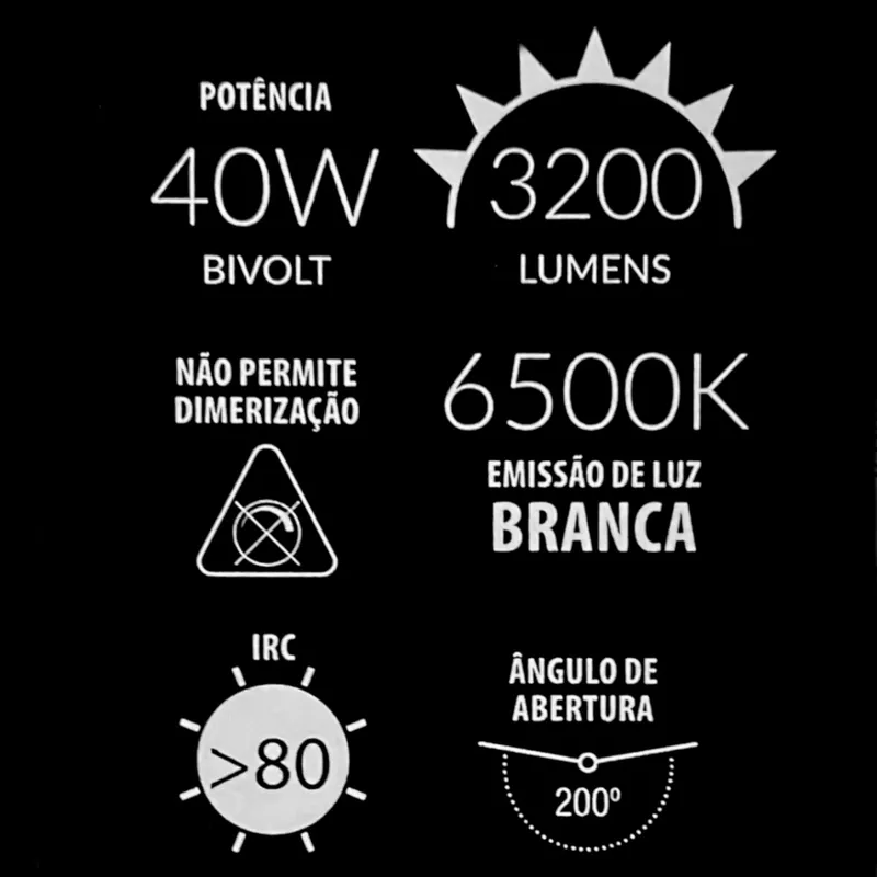 Kit 5 Lâmpada 40w Alta Potência 6500k E27 Cor da luz Branco-frio - Imagem 4