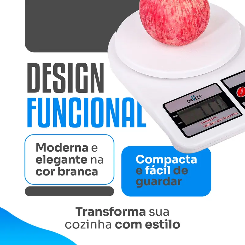 Balança Digital De Precisão Davely Cook capacidade máxima 10 kg - Imagem 4