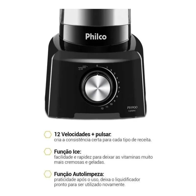 Liquidificador Philco 1200W 3L 12 Velocidades - Imagem 3