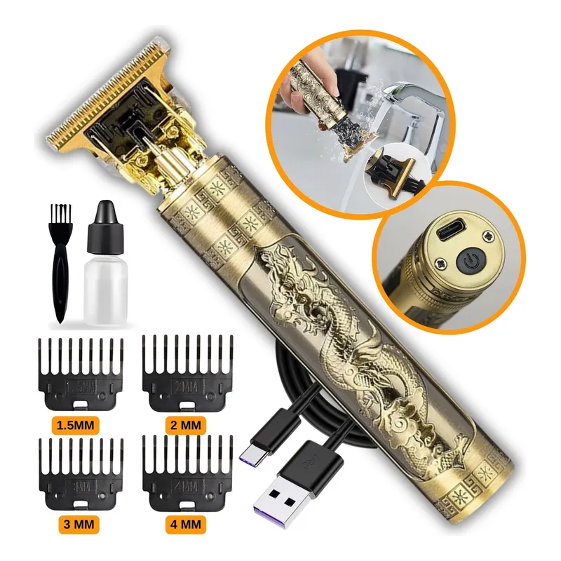 Maquininha De Cortar Cabelo Barbeador Eletrico Aparador De Pelos Acabamento Dragão Buda Profissional