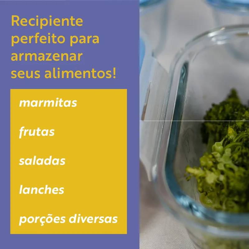 Kit 10 Potes de Vidro Marmita Hermético 640ml Freezer Fitness - Imagem 2