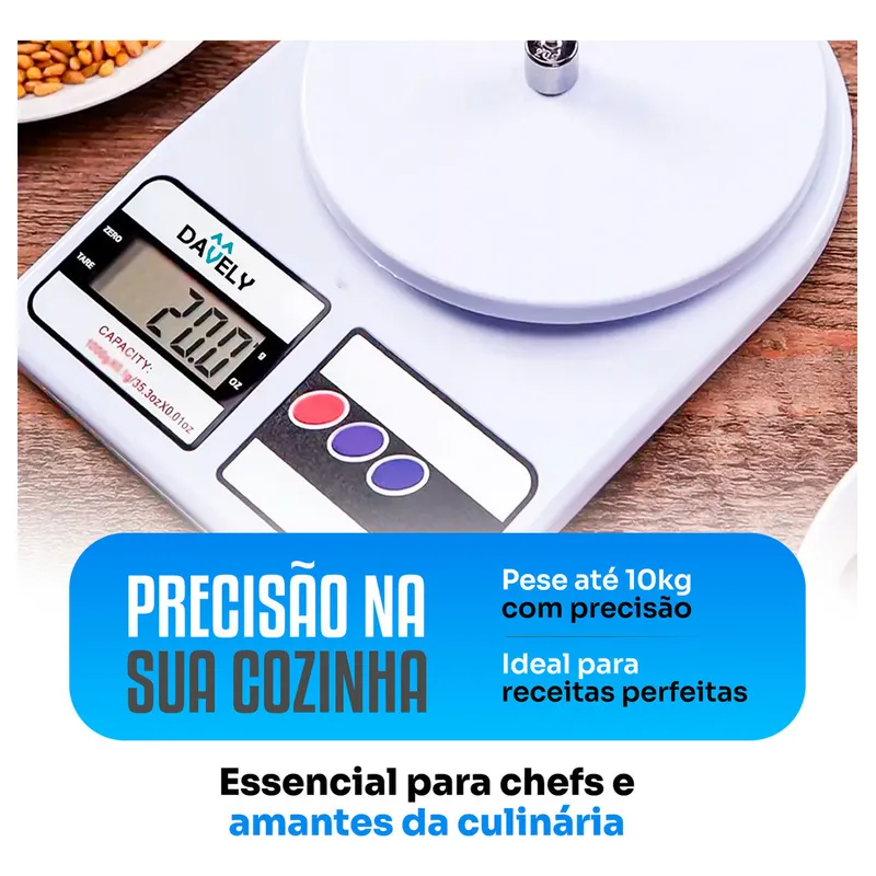 Balança Digital De Precisão Davely Cook capacidade máxima 10 kg - Imagem 2