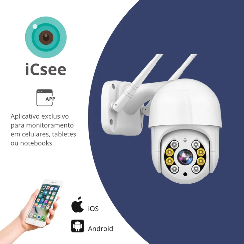 Câmera Ip A8 App Icsee Infravermelho Prova D'água Externa Wifi Hd 3 - Imagem 5