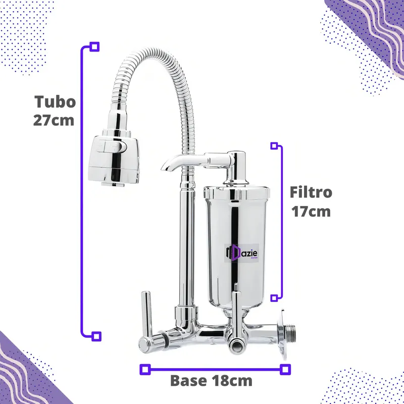 Torneira Dazie Metais Com Filtro Cozinha Para Parede Flexível Móvel Em Abs Cromado Filtro Carbon Block Purificador De Agua - Imagem 6