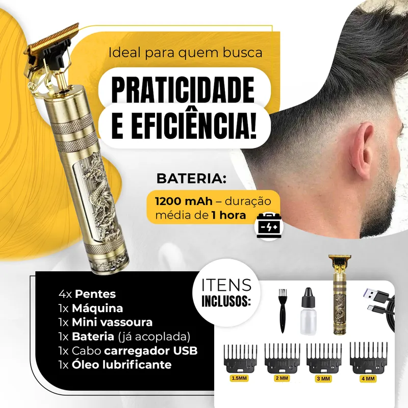 Maquininha De Cortar Cabelo Barbeador Eletrico Aparador De Pelos Acabamento Dragão Buda Profissional - Imagem 3