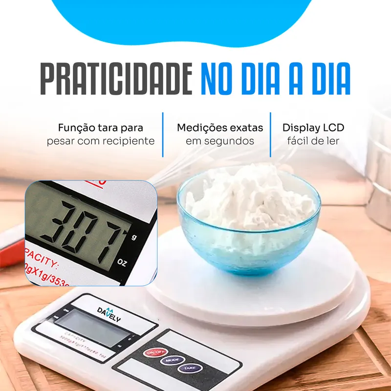 Balança Digital De Precisão Davely Cook capacidade máxima 10 kg - Imagem 3
