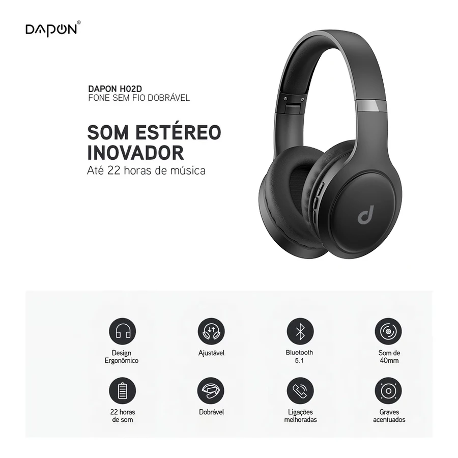 Fone de Ouvido Headphone Dapon H02D - Imagem 4