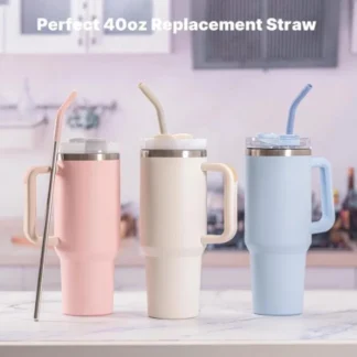 Copo Térmico Grande 1200ml Em Aço Inox Com Alça E Canudo Metal