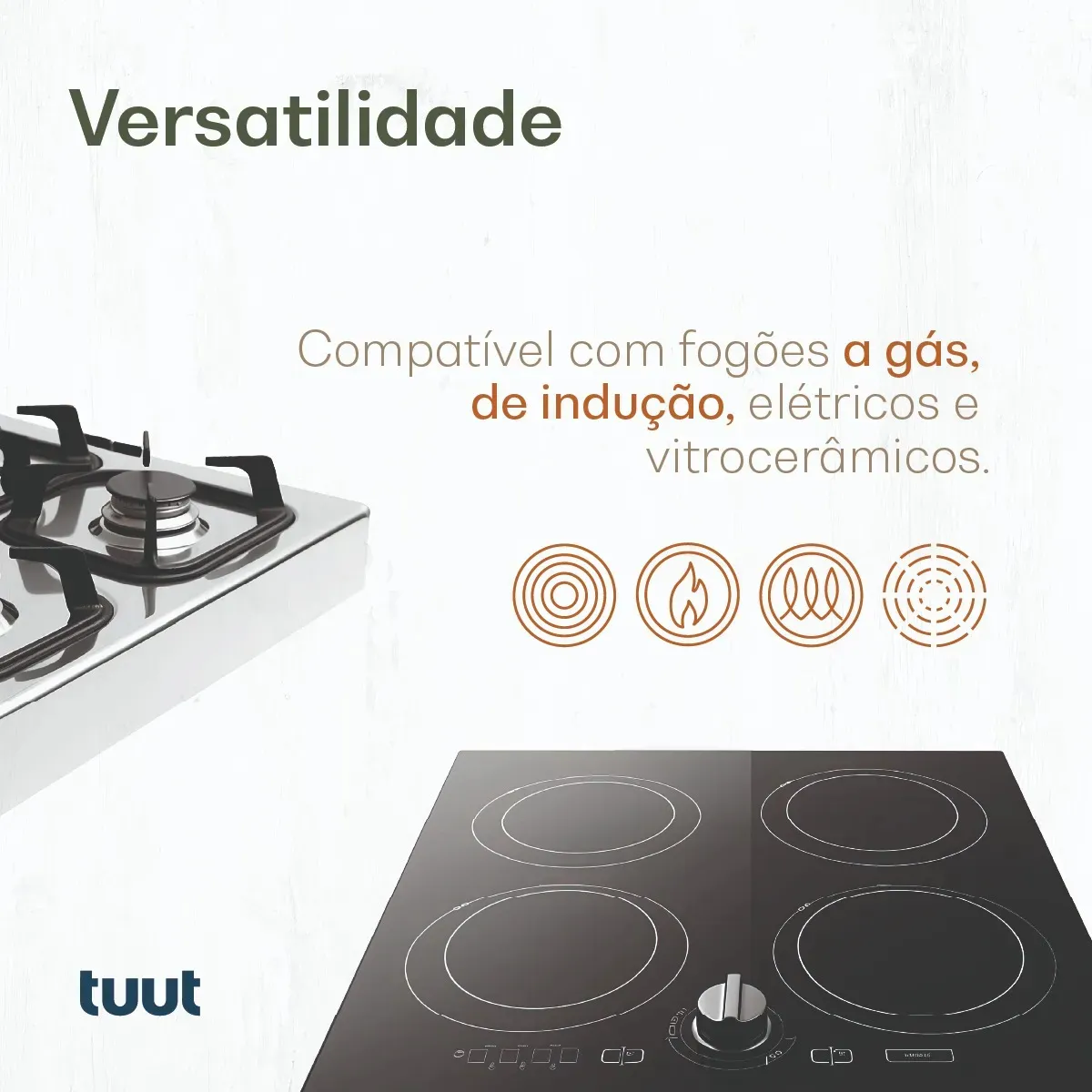 Jogo De Panelas Cerâmico Triplo Indução Tuut Ecoglid 5 Peças Cor Baunilha - Imagem 4