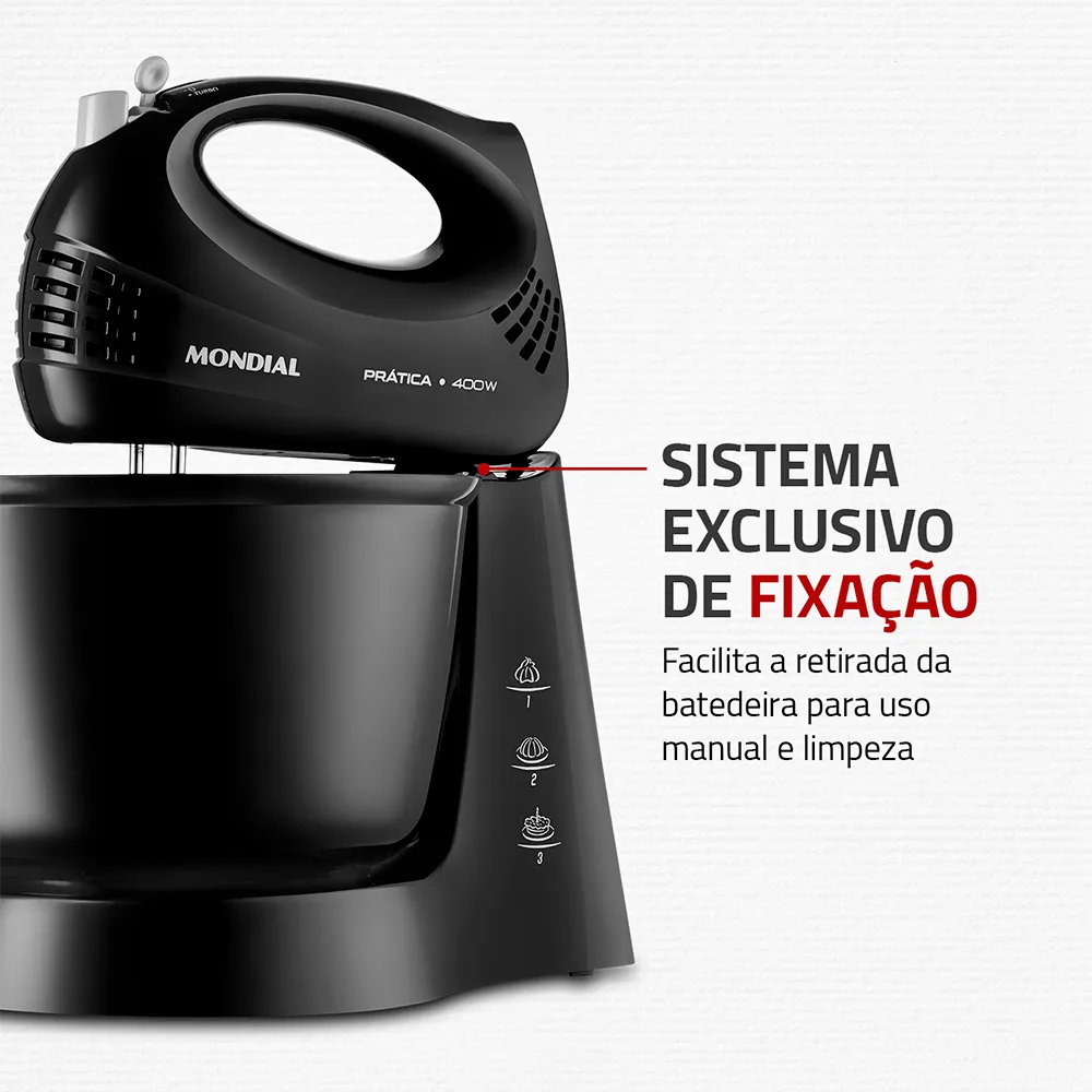 Batedeira Prática Mondial Preto 400W B-44-B - Imagem 2