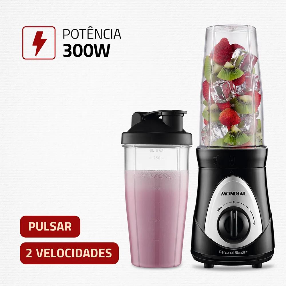 Personal Blender, Mondial, Preto/prata, 300W DG-0 - Imagem 4