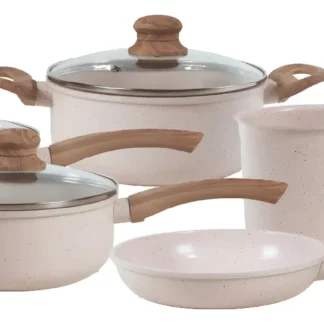 Jogo De Panelas Cerâmico Triplo Indução Tuut Ecoglid 5 Peças Cor Baunilha