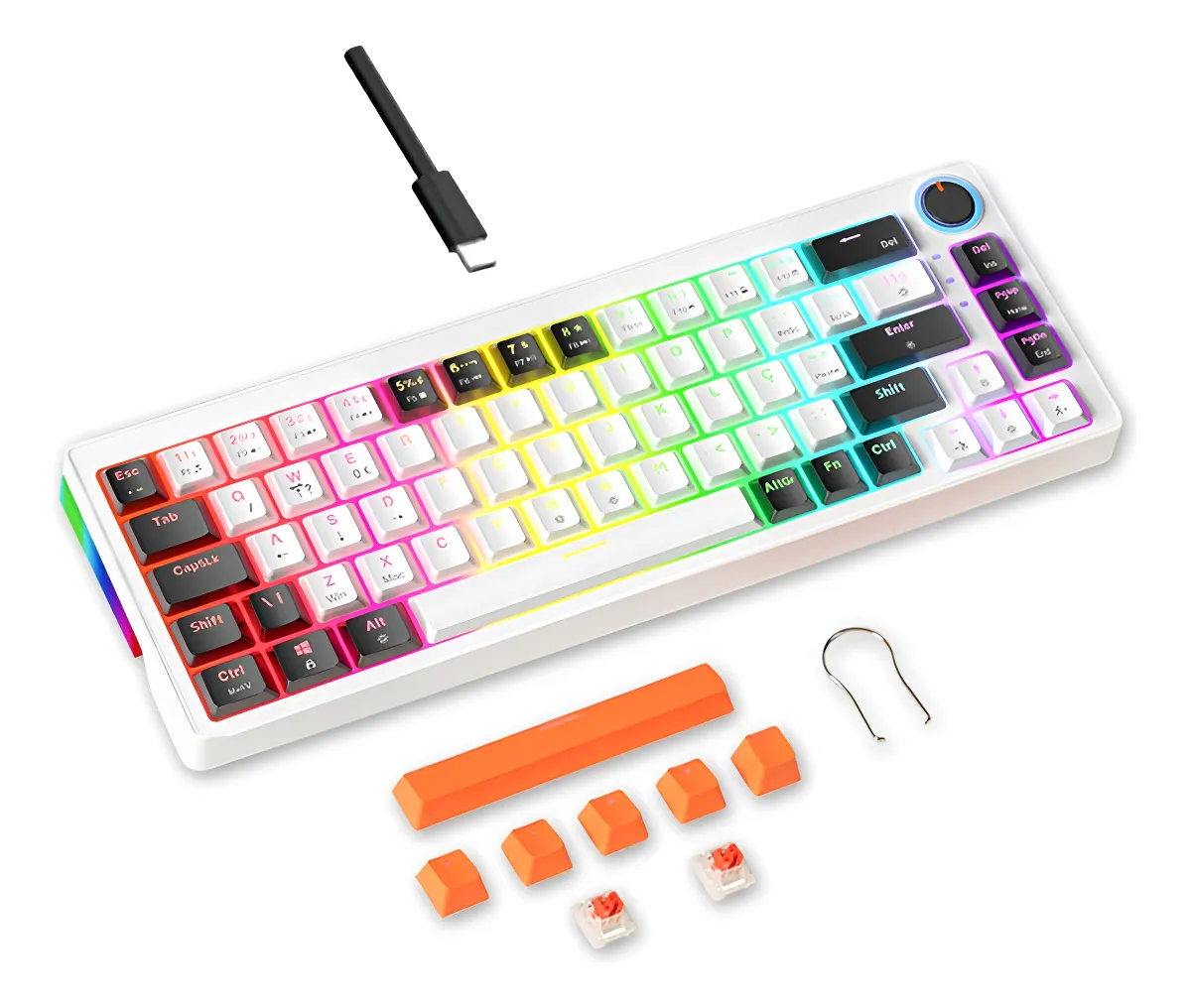Teclado Mecânico 68 Teclas Abnt2 Rgb - Jogos E Escritório