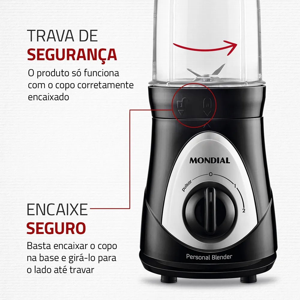 Personal Blender, Mondial, Preto/prata, 300W DG-0 - Imagem 2
