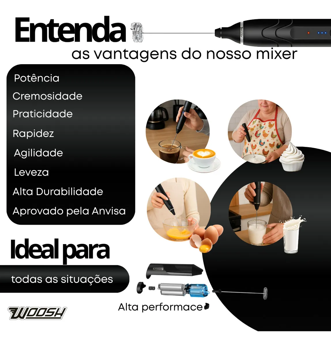 Mixer Elétrico Portátil 2 em 1 Recarregável - Imagem 3