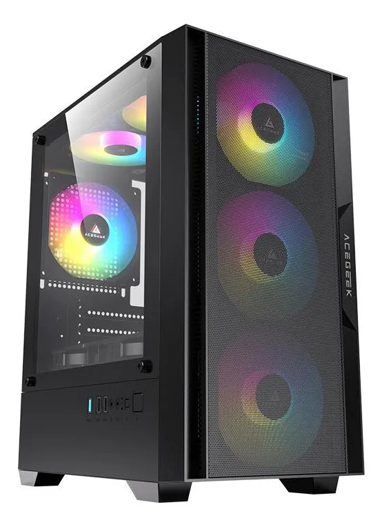 Gabinete Gamer Acegeek Stratus Mesh, Mid-tower, Lat De Vidro