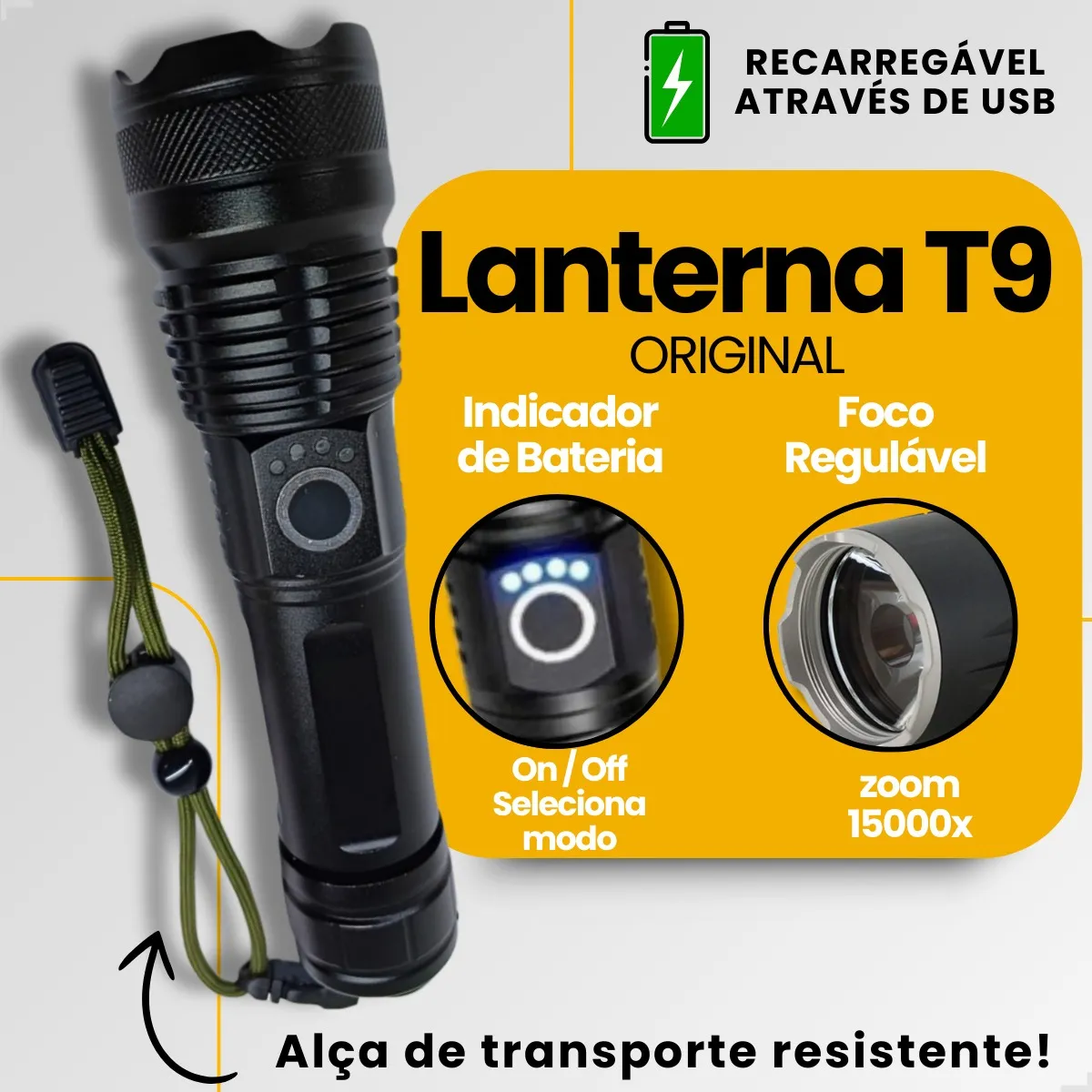 Lanterna Mais Forte Do Mundo Tática Potente Led- Apfer - Imagem 5