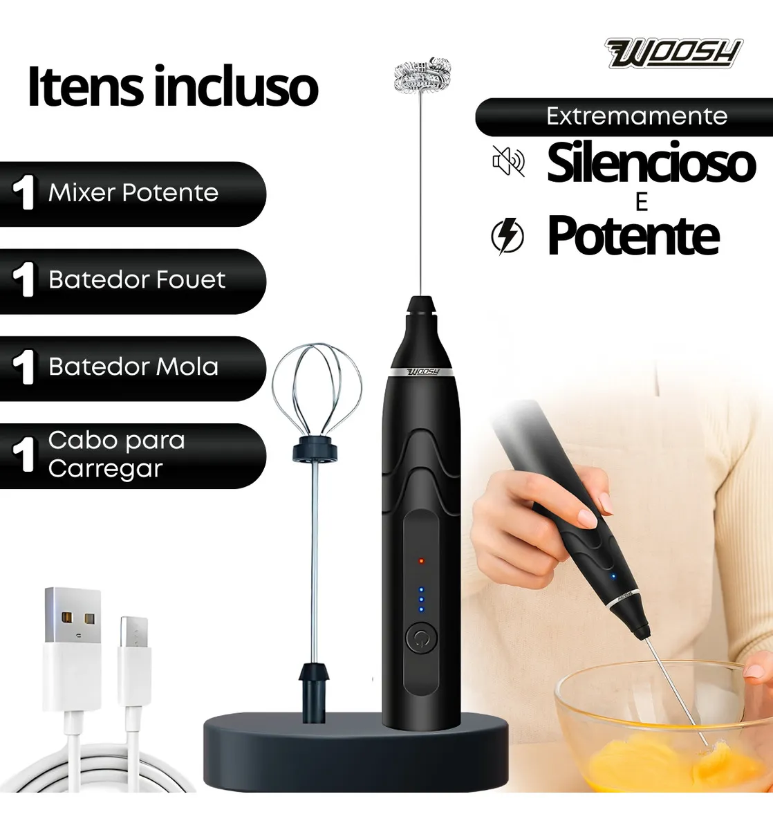 Mixer Elétrico Portátil 2 em 1 Recarregável - Imagem 4