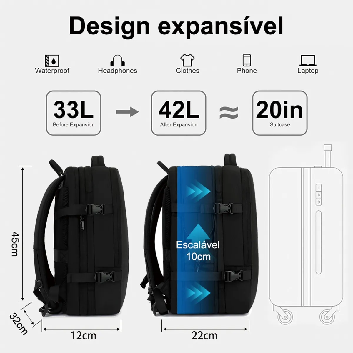 Mochila Viagem Feminina Masculina - Imagem 2