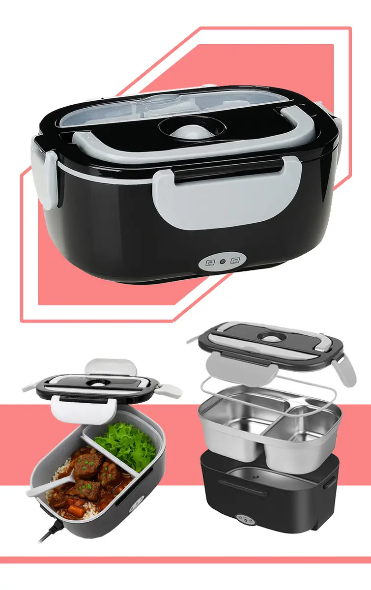 Marmita Elétrica Térmica Portátil 1,5l Bivolt Aquecedora De Alimentos Lunch Box