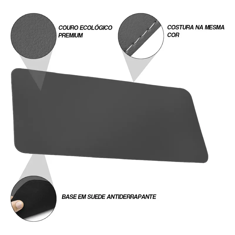 Mousepad Grande Grafite 70x30 Deskpad Couro Antiderrapante - Imagem 2