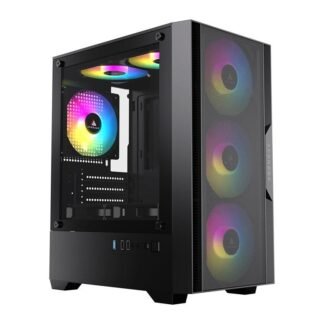 Gabinete Gamer Acegeek Stratus Mesh, Mid-Tower, Lateral de Vidro, Preto